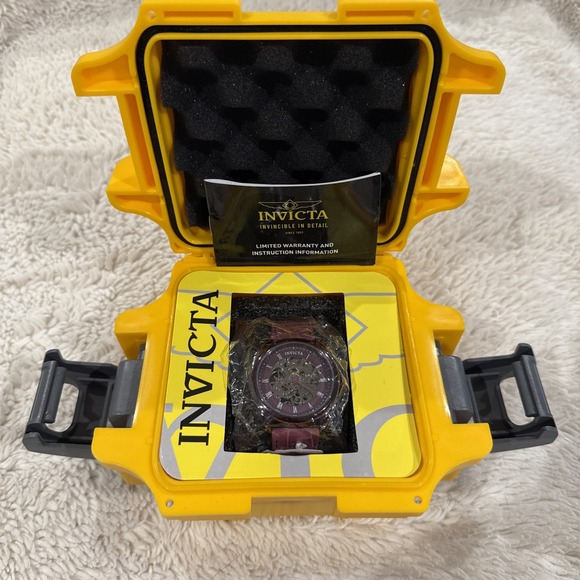 Invicta Men's 42mm Specialty Mechanical Skeletonized Purple Dial & Strap Watch - Picture 1 of 8